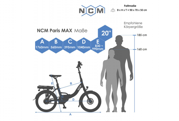 NCM Vélo de ville électrique pliant PARIS Max N8R