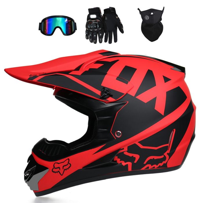 Casque tout-terrain pour enfants de 3 à 12 ans, casque de descente AM DH, y compris lunettes de soleil, gants, cache-poussière