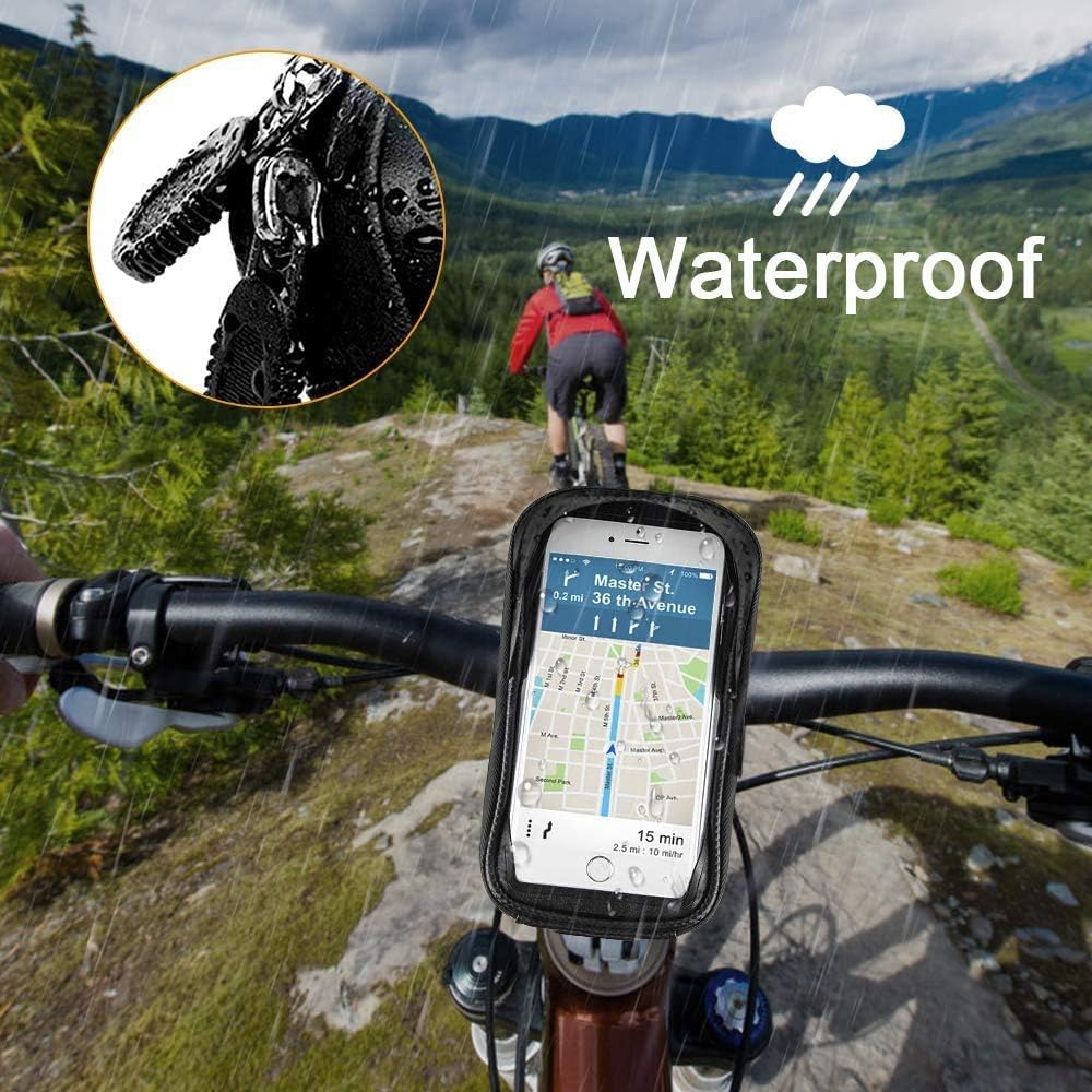 M2 Tec Support de vélo 6,5 pouces Cadre rotatif étanche Guidon fixe réglable Support de vélo Housse de pluie avant pour iPhone Universel étanche